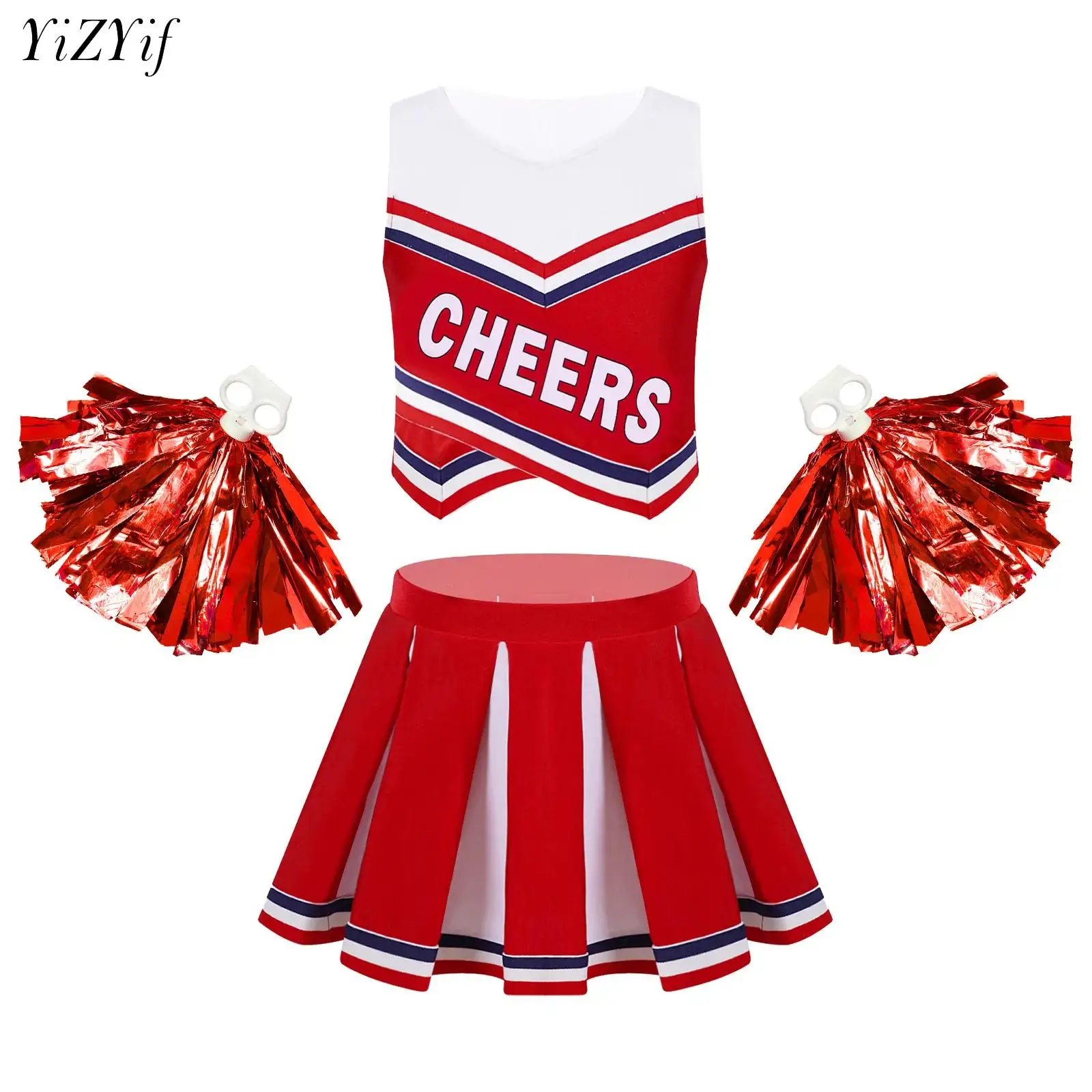 Kids Girls Cheerleading Uniform Suit Sleeveless Letters Print with Pleated Skirt Outfit Set Cheerleader Carnival Party Costumes
Kids Girls Cheerleading Uniform Suit Sleeveless Letters Print with Pleated Skirt Outfit Set Cheerleader Carnival Party Costumes
