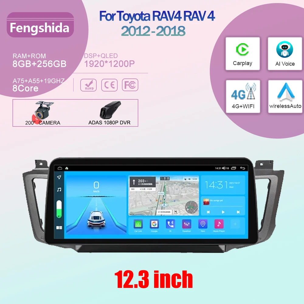 12.3 inch Android Car For Toyota RAV4 RAV 4 2012 - 2018Autoradio Carplay GPS Navigation Multimedia Player 5G WIFI BT No 2din DVD
12.3 inch Android Car For Toyota RAV4 RAV 4 2012 - 2018Autoradio Carplay GPS Navigation Multimedia Player 5G WIFI BT No 2din DVD
