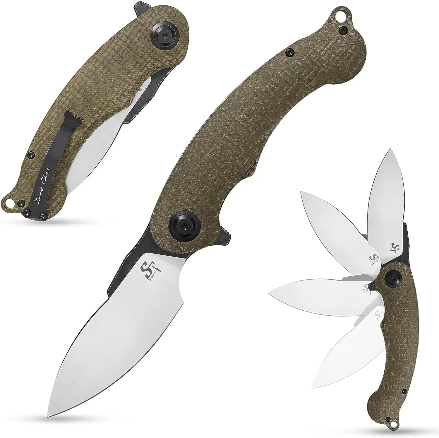

Sitivien ST157 Folding Knife, Sandvik 14C28N Steel Blade ,G10/Micarta Handle,EDC Tool Pocket Knifes for Camping Hiking Survival