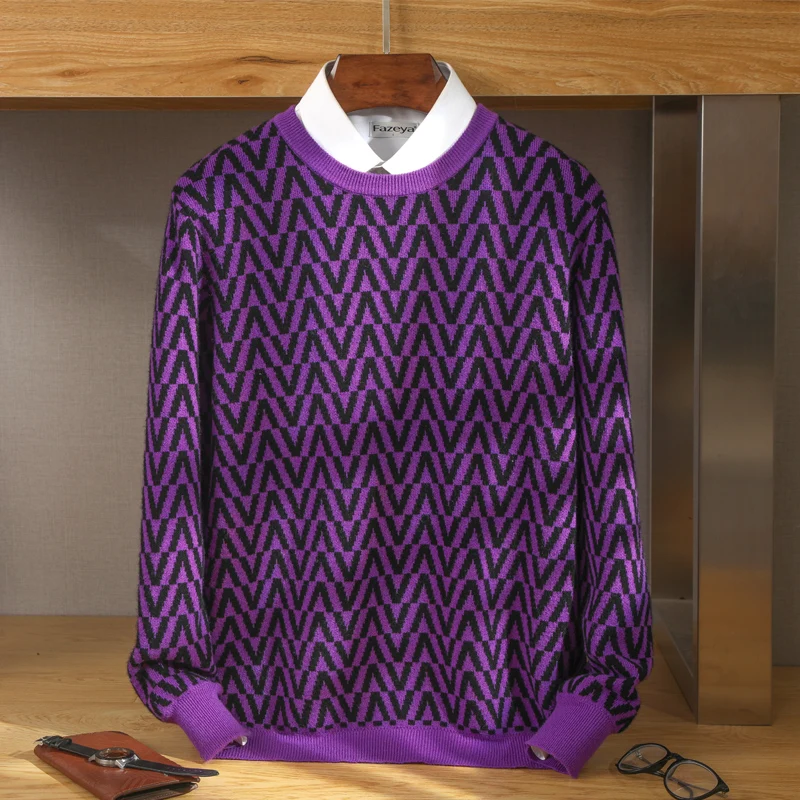 100% Merino Wool Men's O-Neck Knitted Top Autumn and Winter New Loose Pullover Cashmere Korean Fashion Jacquard Luxury Jacket
100% Merino Wool Men's O-Neck Knitted Top Autumn and Winter New Loose Pullover Cashmere Korean Fashion Jacquard Luxury Jacket