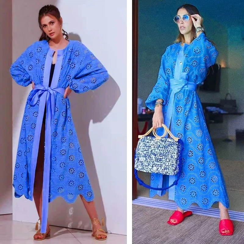 Runway 2022 Summer Autumn Floral Embroidery Women Midi Hollow Out Cotton Sexy Dress Long Puff Sleeve Lace Evening Party Robe
Runway 2022 Summer Autumn Floral Embroidery Women Midi Hollow Out Cotton Sexy Dress Long Puff Sleeve Lace Evening Party Robe