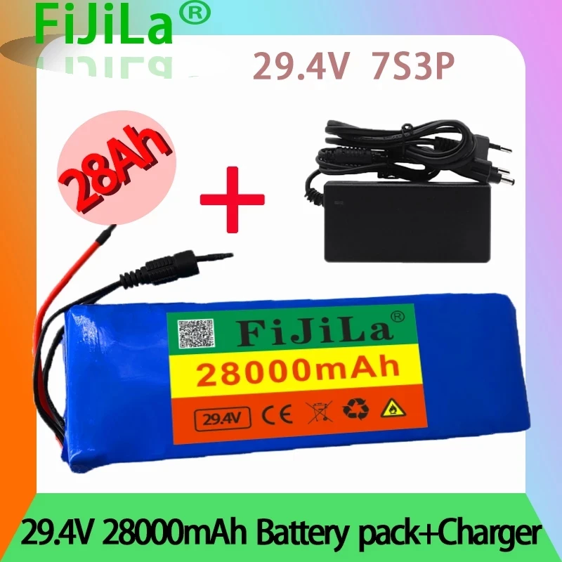 

7s3p 29.4v 28000mah li-ion bateria com 20a equilibrada bms para bicicleta elétrica scooterdeenergiacadeira derodas+2a carregador