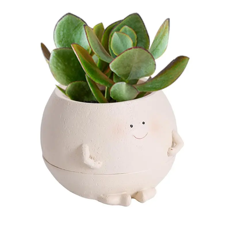 

Cute Succulent Pots Head Design Succulent Flower Self Watering Planter Cartoon Flower Pot With Hands And Feet Decorative