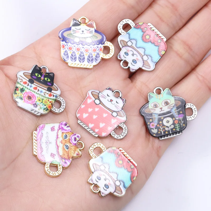 10Pcs 21* 20mm Dripping Oil Painted Multicolor DIY Necklace Bracelet Pendant Cartoon Teacup Cat Keychain Accessory Charm Jewelry
10Pcs 21* 20mm Dripping Oil Painted Multicolor DIY Necklace Bracelet Pendant Cartoon Teacup Cat Keychain Accessory Charm Jewelry