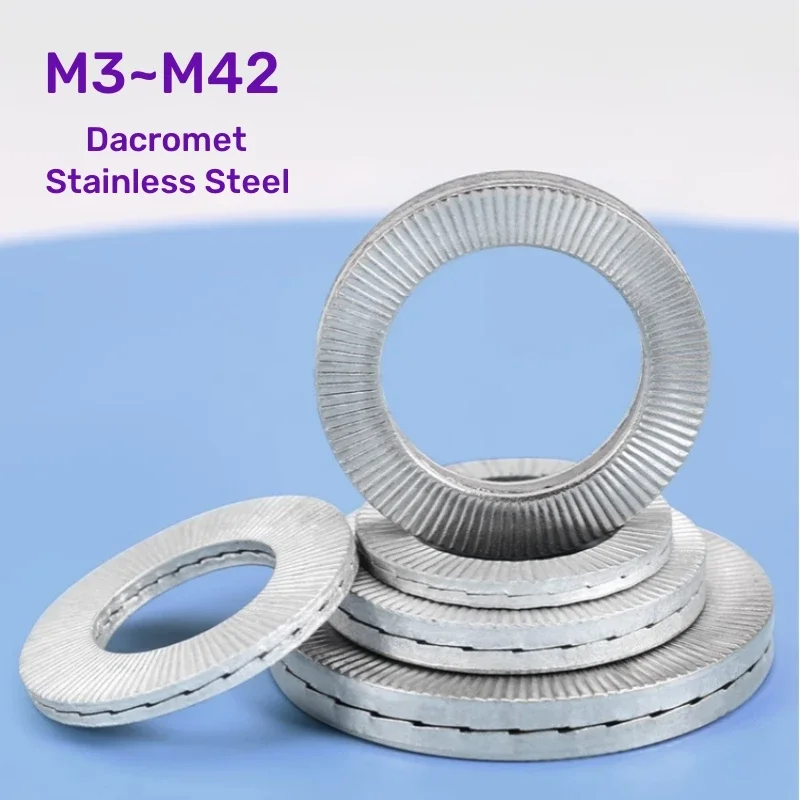 

Шайба Dacromet M3M4M5M6 ~ M42 DIN25201 из нержавеющей стали, двойная Складная самоблокирующаяся шайба, Противоударная уплотнительная прокладка, прокладка безопасности