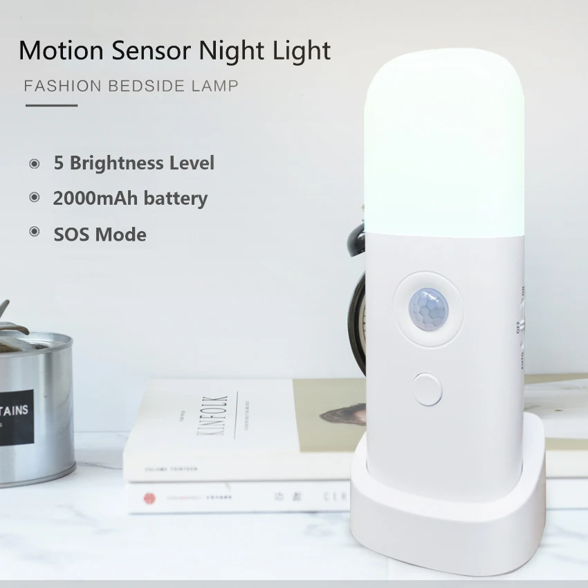 Bedside Motion Sensor Night Light, USB Rechargeable Table LED Light, 5 Levels Dimmable Cordless Night Lamp for Bathroom Bedroom
Bedside Motion Sensor Night Light, USB Rechargeable Table LED Light, 5 Levels Dimmable Cordless Night Lamp for Bathroom Bedroom
