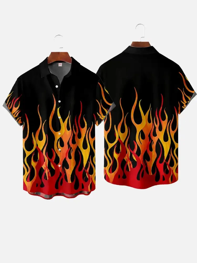Fashion flame print Shirt 3D music note Print Shirts Short Sleeve y2k Tops Vintage Single-Breasted Blouse Men's Clothing
Fashion flame print Shirt 3D music note Print Shirts Short Sleeve y2k Tops Vintage Single-Breasted Blouse Men's Clothing