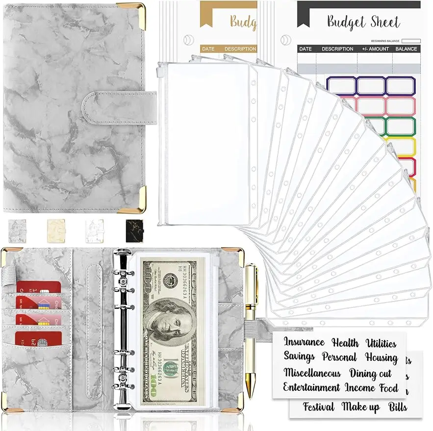 Onlyesh Budget Binder, Cash Envelopes for Budgeting, Money Organizer for Cash, Marble 6-Ring Money Saving Binder
Onlyesh Budget Binder, Cash Envelopes for Budgeting, Money Organizer for Cash, Marble 6-Ring Money Saving Binder