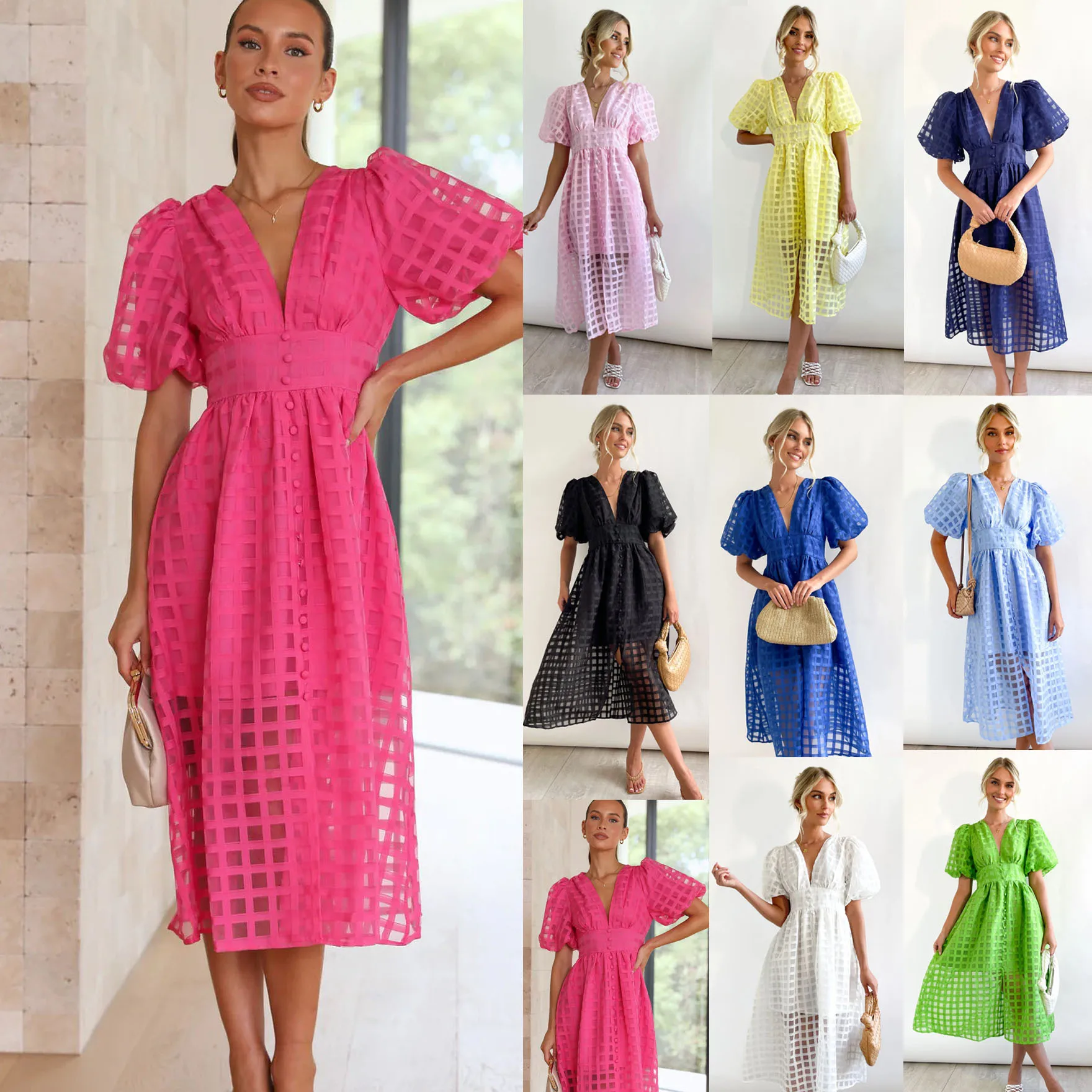 2024 Spring/Summer New Fashion Multicolor Lantern Sleeves Casual Party Dress Women
2024 Spring/Summer New Fashion Multicolor Lantern Sleeves Casual Party Dress Women