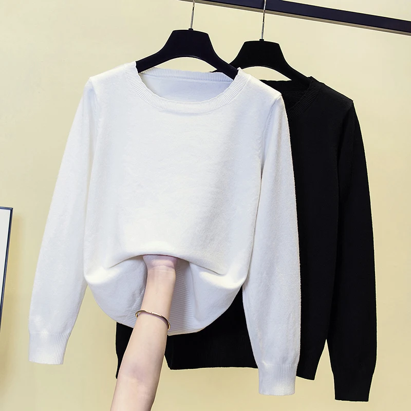 

Корейский вязаный свободный свитер, пуловер, Женские базовые плотные стильные шикарные топы, осень 2024, джемперы с длинным рукавом и круглым вырезом