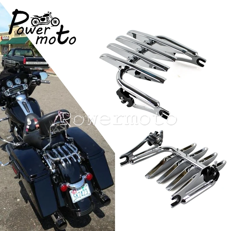 Motorcycle Chrome Stealth Detachable 2 up Luggage Rack For Harley Touring Road King Street Glide Classic Custom FLHR FLTR 09-16
Motorcycle Chrome Stealth Detachable 2 up Luggage Rack For Harley Touring Road King Street Glide Classic Custom FLHR FLTR 09-16