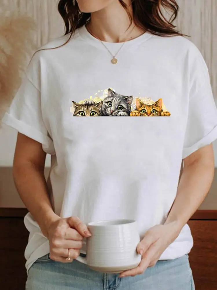Watercolor Cat Trend Sweet 90s Women Short Sleeve Lady Female Shirt Tee Fashion Clothes Print Summer Graphic T-shirt
Watercolor Cat Trend Sweet 90s Women Short Sleeve Lady Female Shirt Tee Fashion Clothes Print Summer Graphic T-shirt