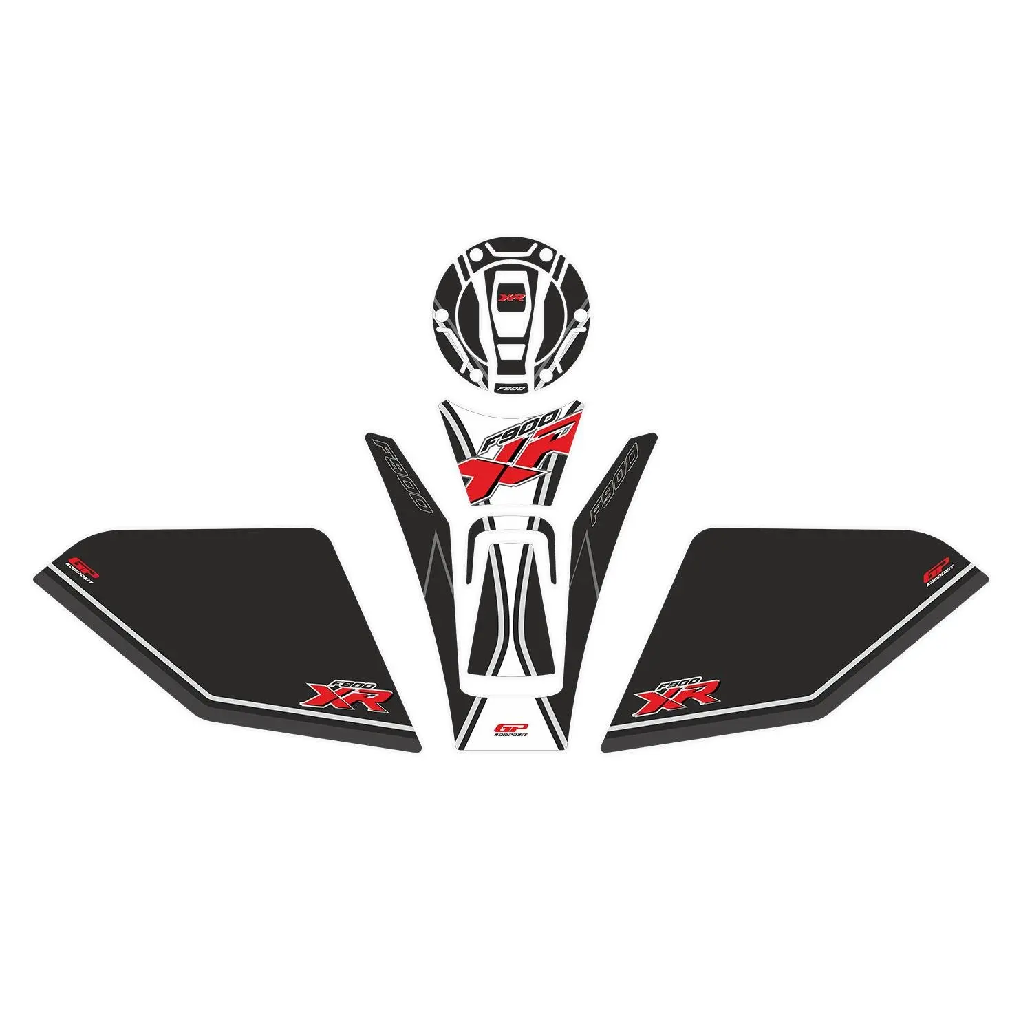 GP Composite for F 900 XR 2021-2022 Compatible Tank Pad Strip Sticker Set Black-White
GP Composite for F 900 XR 2021-2022 Compatible Tank Pad Strip Sticker Set Black-White