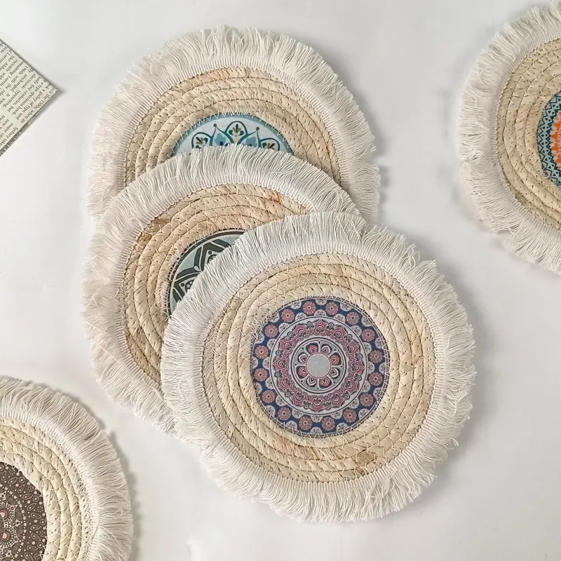 1 PC Round Bohemian Diameter 25cm Anti-scald Non-Slip Insulated Tassels Grass Woven Placemat Tableware Mat Kitchen Accessories
1 PC Round Bohemian Diameter 25cm Anti-scald Non-Slip Insulated Tassels Grass Woven Placemat Tableware Mat Kitchen Accessories