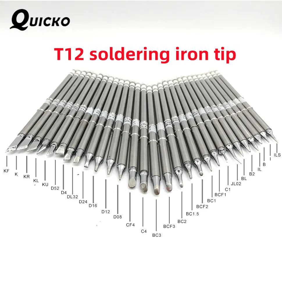 

QUICKO Soldering Iron Head Tips T12 Series Replacement Tip T12-K BC2 BC3 JL02 D24 KU ILS BL I For FX951 FX-952 T12-942