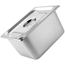 Buffet Pan with Lid Stainless Steel Canteen Food Container Pan Basin for Restaurant