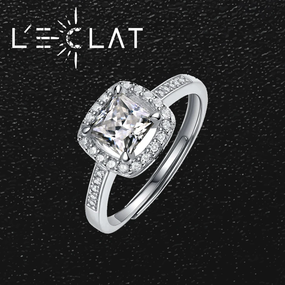 

LECLAT 18k Plated 1ct Moissanite Diamond Ring for 925 Silver Women Oval Fancy Cut Wedding Promise Band Bridal Sets Solitaire