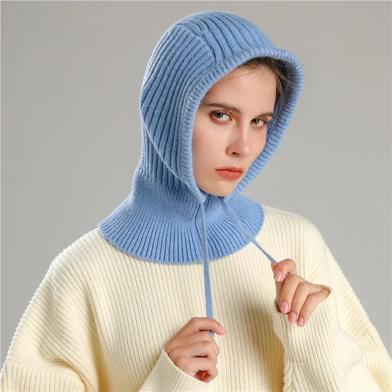 Knitted Hooded Caps Winter Balaclava Hats Women Korean Style Outdoor Warmer Drawstring Hats One-piece Neck Collar Beanies Cap
Knitted Hooded Caps Winter Balaclava Hats Women Korean Style Outdoor Warmer Drawstring Hats One-piece Neck Collar Beanies Cap