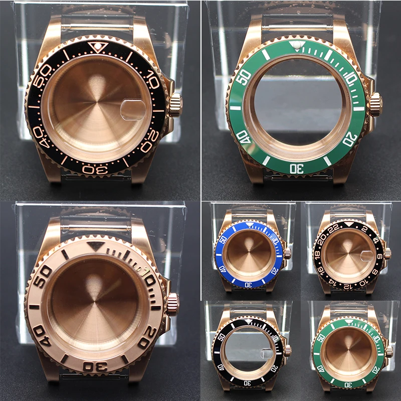 

Rose Gold 40mm Case Watches 38mm Ceramic Bezel Sapphire Glass For Seiko Nh35 Nh36 Nh38 Eta 2824 Miyota 8215 Movement 28.5mm Dial