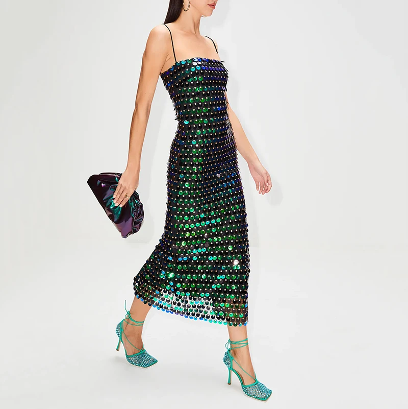 Women's Sequin Dress Sparkling Sleeveless Spaghetti Strap Slit Cocktail Wedding Midi Dress
Women's Sequin Dress Sparkling Sleeveless Spaghetti Strap Slit Cocktail Wedding Midi Dress
