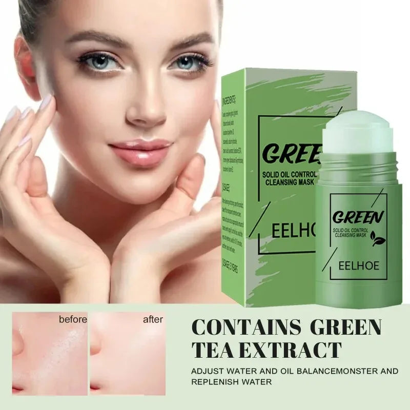 

Face Clean Mask Green Tea Face Masks Stick Acne Blackhead Remove Cleans Pores Dirt Moisturizing Hydrating Whitening Skin Care