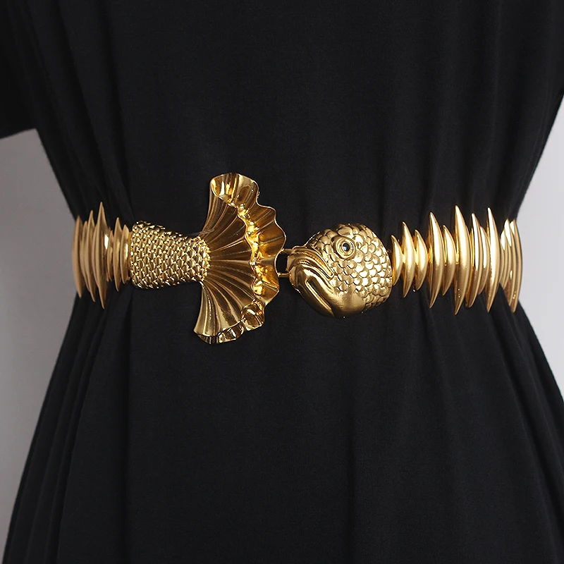 2022 Original Design Gold Metal Alloy Fish Shape Waist belt Women Irregular Fish Elastic Waistband Dress Shirt Corset Belt Strap
2022 Original Design Gold Metal Alloy Fish Shape Waist belt Women Irregular Fish Elastic Waistband Dress Shirt Corset Belt Strap