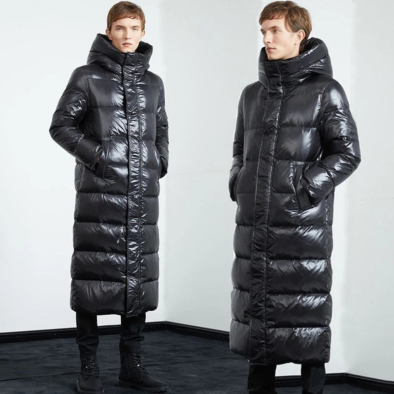 

Black Fashion Long Parka Plus Size 3XL Men's Jacket 2023 Hooded Winter Jacket Coat Men Glossy Windproof Warm Outwear Streetwear