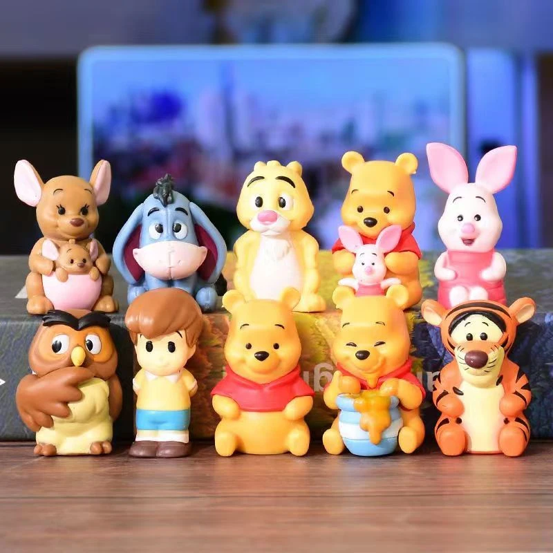 

10Pcs Disney Winnie The Pooh Piglet Tigger Eeyore Rabbit Owl Anime Action Figures Model Cartoon Collection Doll Set Kids Toys