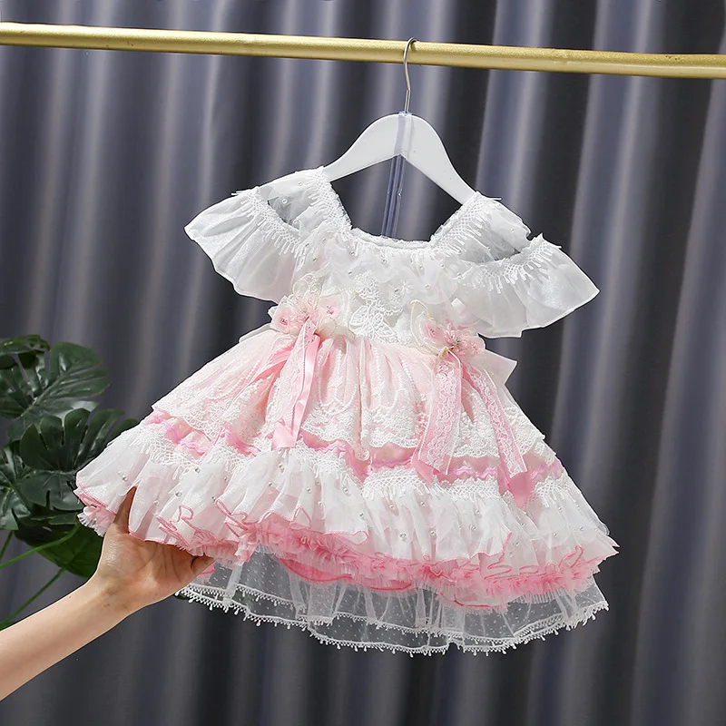 

2024 Lace Dress for Girls Lolita Princess Costume for Baby Girl Spanish Children First Birthday Party Dresses Infants Partywear