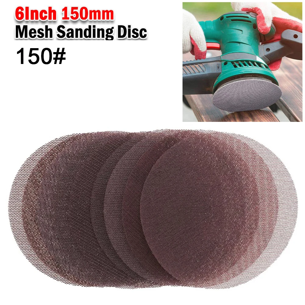 

10Pcs 6inch 150mm Mesh Sanding Discs Hook&Loop Abrasive Dust Free Disc Anti-Blocking Grinding Sandpaper For Wood Furniture