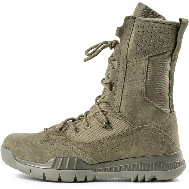 

2023 New Luxury Brand Leather Boots Men Khaki Army Boots For Mens Anti-Slip Military Tactical Training Man Fashion Combat Boots