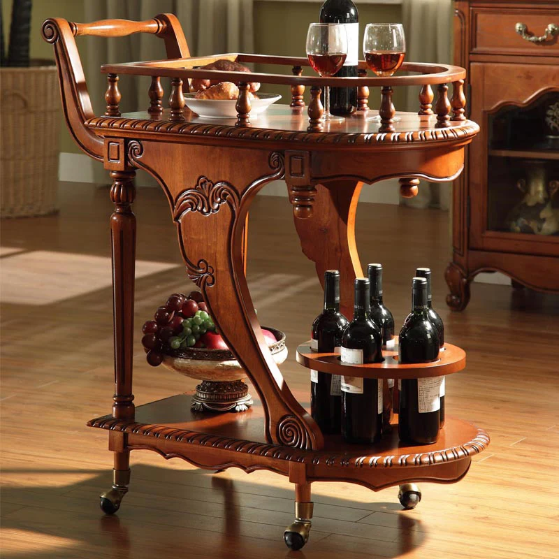 European style solid wood dining cart home vintage restaurant wine storage rack small dining car American style hotel tea trolle
European style solid wood dining cart home vintage restaurant wine storage rack small dining car American style hotel tea trolle