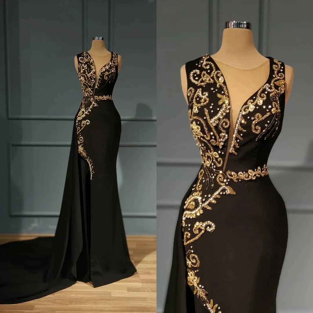 Exquisite Beaded Mermaid Evening Dresses Sequins Sheer Deep V Neck Side Split Prom Gowns Sweep Train Satin Formal Occasion Dress
Exquisite Beaded Mermaid Evening Dresses Sequins Sheer Deep V Neck Side Split Prom Gowns Sweep Train Satin Formal Occasion Dress