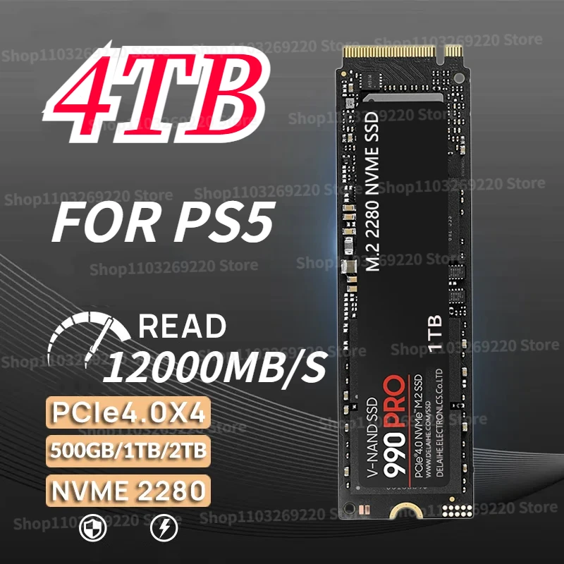 High Speed 12000MB/S Internal Hard Drive M.2 NVME Original SSD 4TB/2TB/1TB 990PRO Solid State Hard Drive for Laptop Desktop PS5
High Speed 12000MB/S Internal Hard Drive M.2 NVME Original SSD 4TB/2TB/1TB 990PRO Solid State Hard Drive for Laptop Desktop PS5
