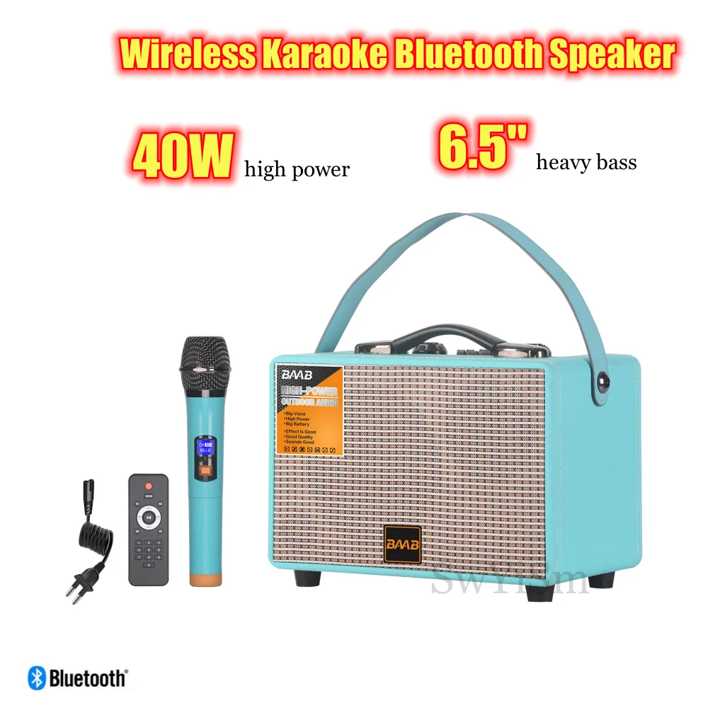 6.5 "40W High-Power Bluetooth Speaker Wooden Portable Outdoor Karaoke Subwoofer RGB light TWS Series With Wireless Microphone FM
6.5 "40W High-Power Bluetooth Speaker Wooden Portable Outdoor Karaoke Subwoofer RGB light TWS Series With Wireless Microphone FM