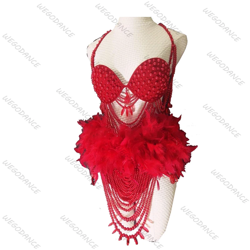 Feather Beaded Red Sexy New DS Performance Costume Photo Bar DJ Bikini Girl Clothing
Feather Beaded Red Sexy New DS Performance Costume Photo Bar DJ Bikini Girl Clothing