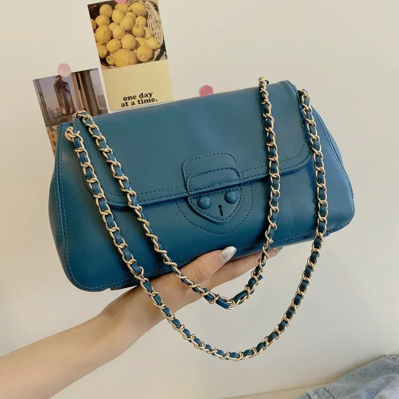 

Soft Pu Leather Chain Shoulder Bags for Women 2021 New Luxury Designer Purses and Handbags Ladies Travel Pouches Bolsa Femme