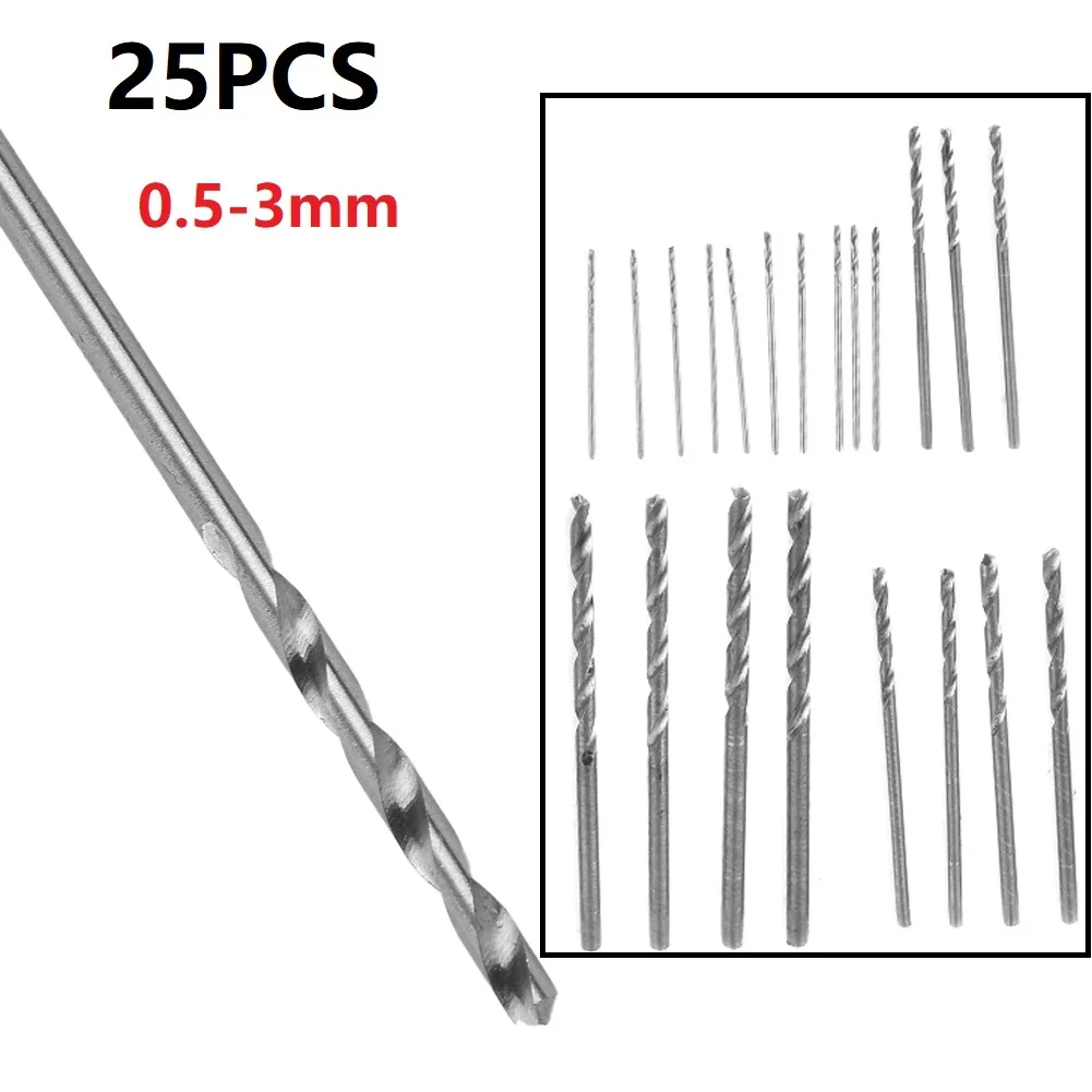 25pcs 0.5mm-3mm Mini HSS Spiral Drill Bit For Pcb Crafts Jewelry Making High Speed Steel Drill Bits Set For Electric Drills
25pcs 0.5mm-3mm Mini HSS Spiral Drill Bit For Pcb Crafts Jewelry Making High Speed Steel Drill Bits Set For Electric Drills