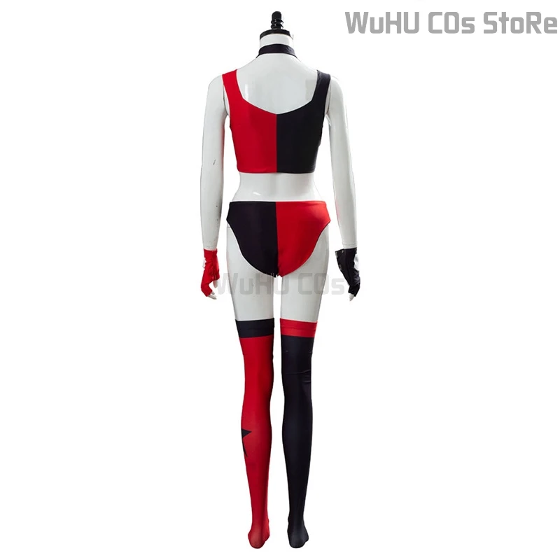 

Anime Comic Female Clown Harle Cosplay Costume Wig Women Sexy Outfit Halloween Canarval Suicide Red Black Suit