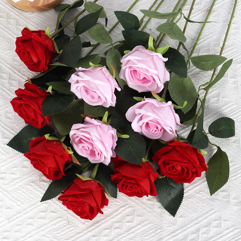 

10Pcs Artificial Flowers Silk Rose Long Branch Bouquet for Wedding Home Decoration Fake Plants DIY Wreath Supplies Accessories