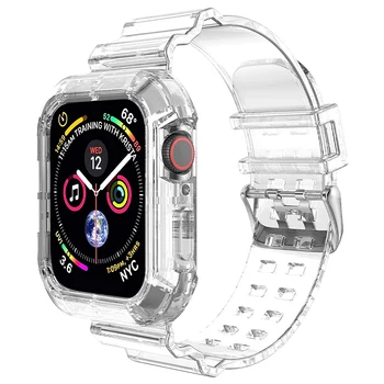 Clear Band   Case for Apple Watch Series 9 8 7 6 SE 5 49mm 45mm 44mm 42mm 41mm Transparent for iwatch 3 38mm 40mm Plastic Strap