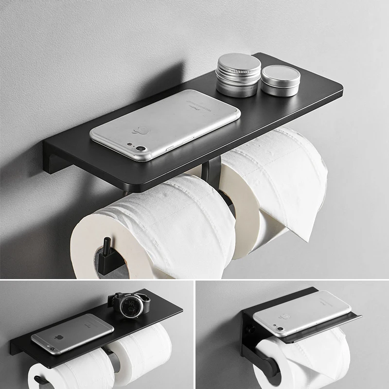 Wall Mount Toilet Paper Holder Space Aluminum Roll Paper Rack Towel Hanger With Phone Storage Shelf Bathroom Accessories
Wall Mount Toilet Paper Holder Space Aluminum Roll Paper Rack Towel Hanger With Phone Storage Shelf Bathroom Accessories
