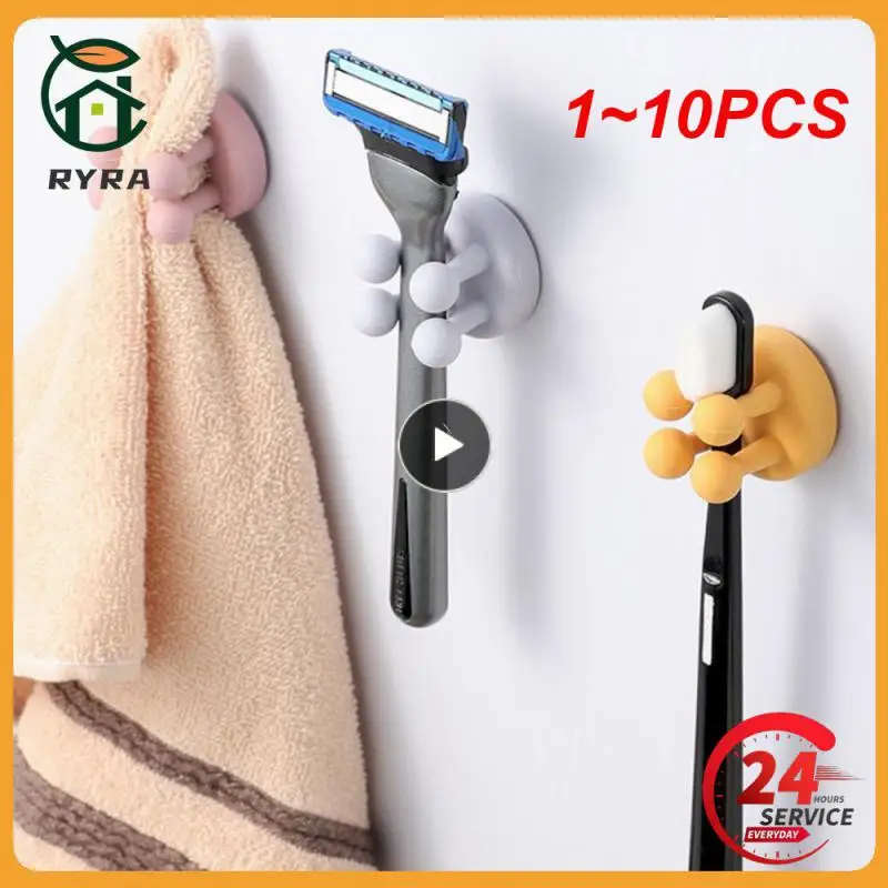 

1~10PCS Silicon Razor Holder Adhesive Toothbrush Key Towel Hanger Hook Bathroom Wall Organizer Rack Kitchen Gadget Storage Rack