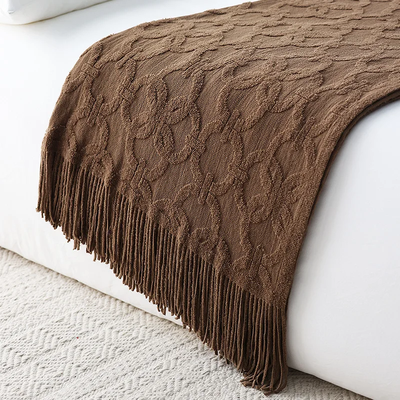

Knitted Blanket Tassel Chunky Throw Blanket For Sofa Couch Nordic Bedspread On Bed Soft Cozy Decorative Blankets 240*127cm