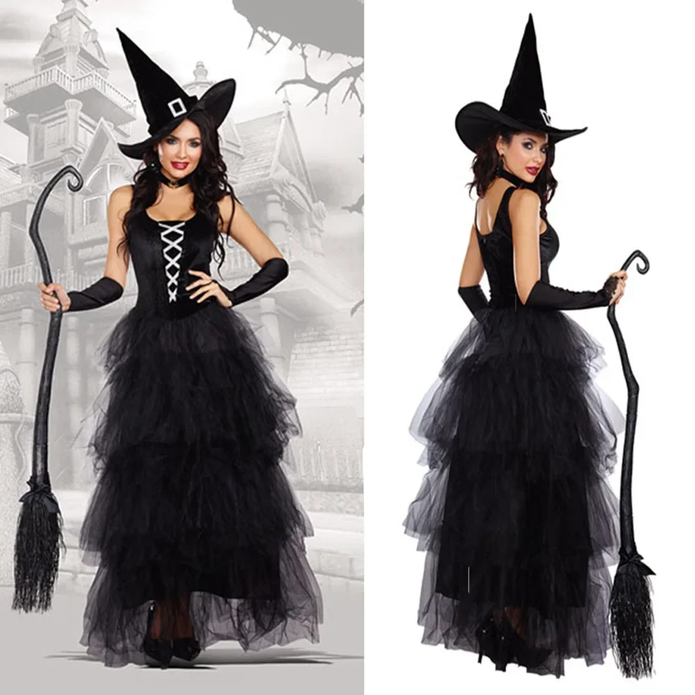 Black Gothic Witch Costume For Adult Women Purim Halloween Cosplay Party Wizards Fancy Dress
Black Gothic Witch Costume For Adult Women Purim Halloween Cosplay Party Wizards Fancy Dress