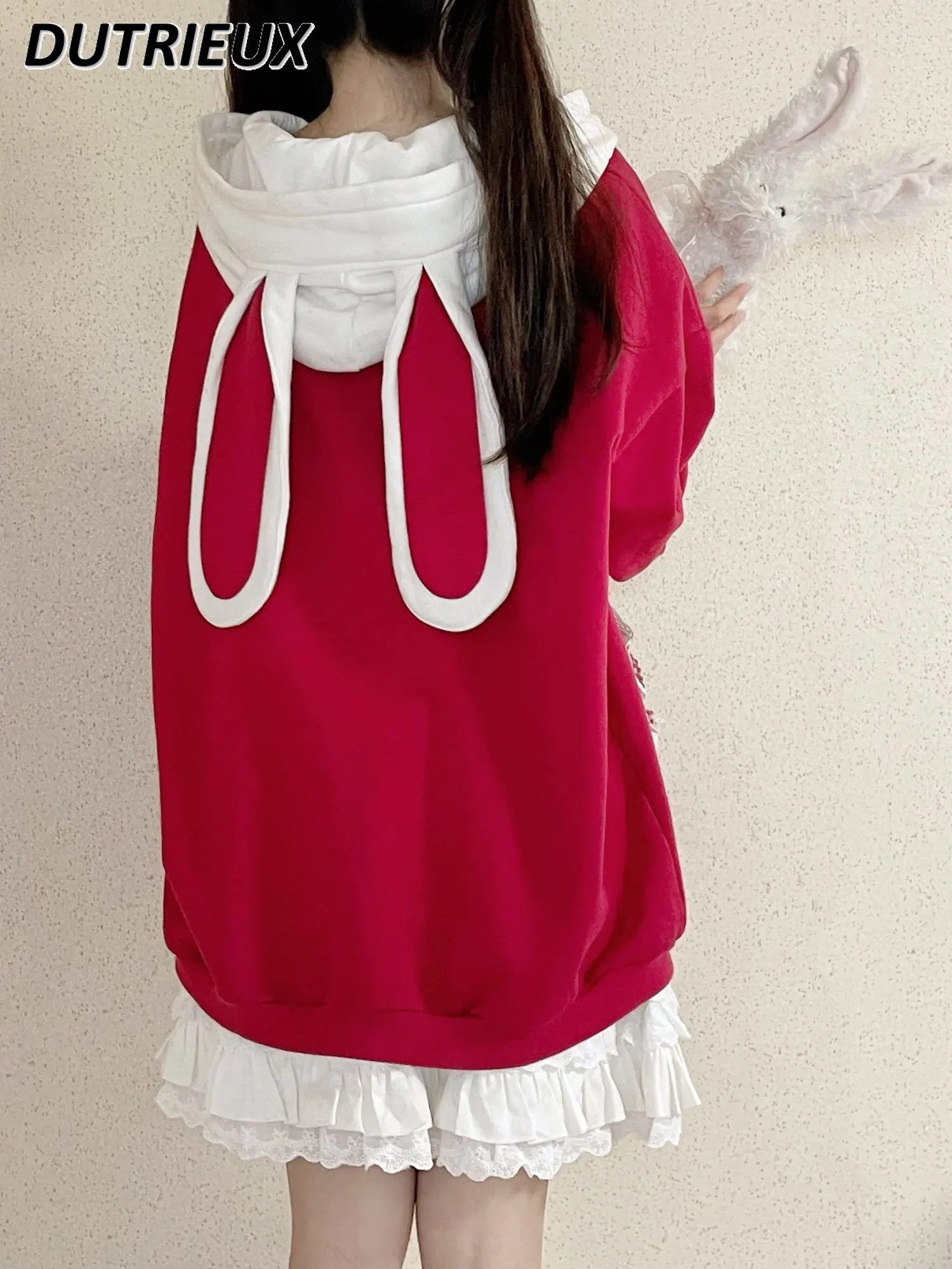 Lolita Sweet Apron Hoodies Dress Women Winter Fleece-Lined Rabbit Ears Cute Japanese Hooded Collar Printed Loose Sweatshirt Coat
Lolita Sweet Apron Hoodies Dress Women Winter Fleece-Lined Rabbit Ears Cute Japanese Hooded Collar Printed Loose Sweatshirt Coat