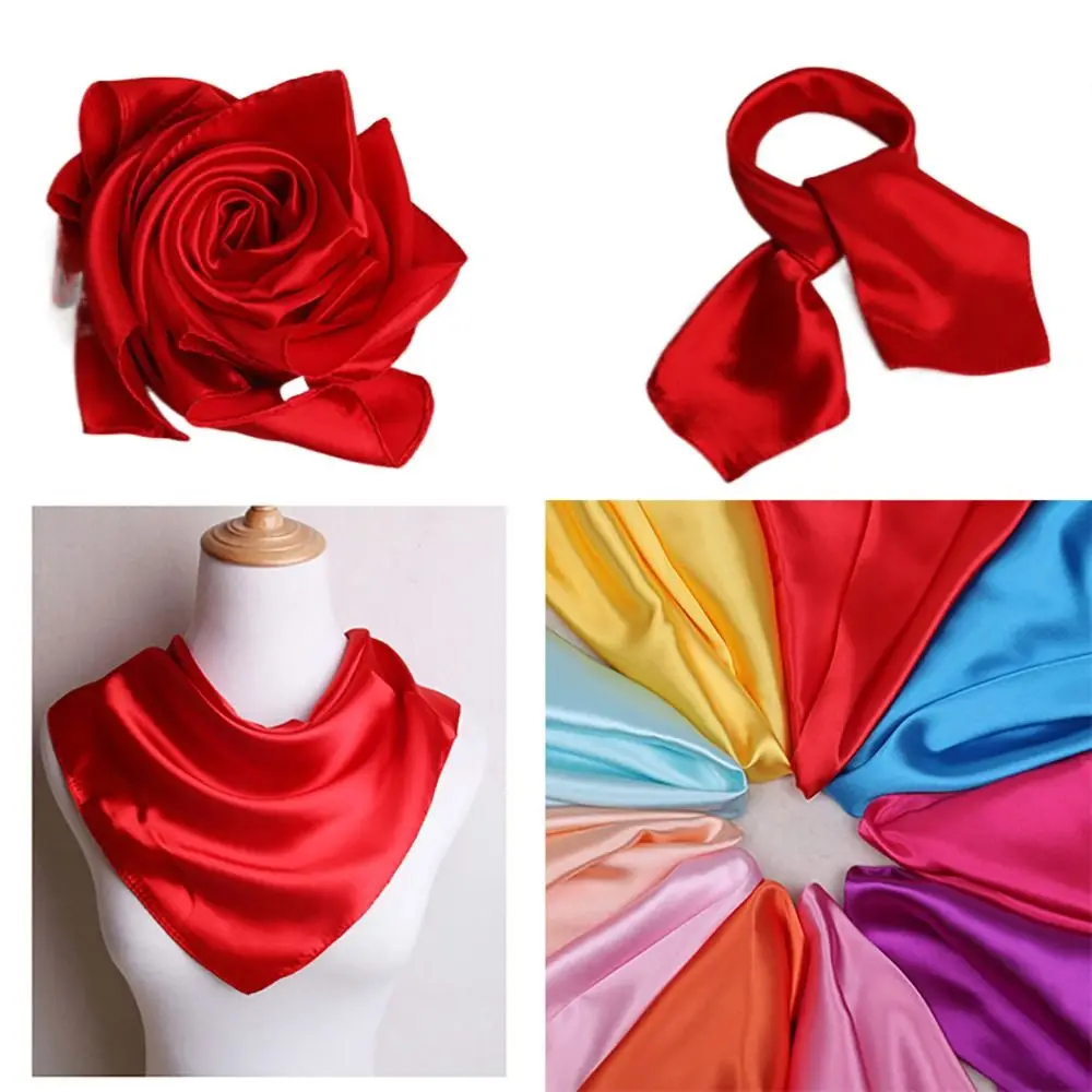 

Solid Item Color Silk Scarf Luxurious Imitation Silk 60*60cm Neck Wrap Satin Square Scarf Women