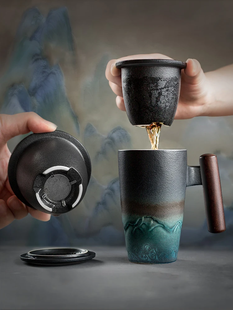 

Ceramic Large Tea Cup Coffee Handmade Pottery Mug Cups and Mugs Business Gift Set Bol Traditionnel Chinois