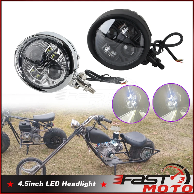 

E9 Hi/Lo Beam 4.5" Headlight w/ Visor LED 4.5inch Headlamp Light Universal for Harley Sportster XL 883 1200 Dyna Softail Bobber