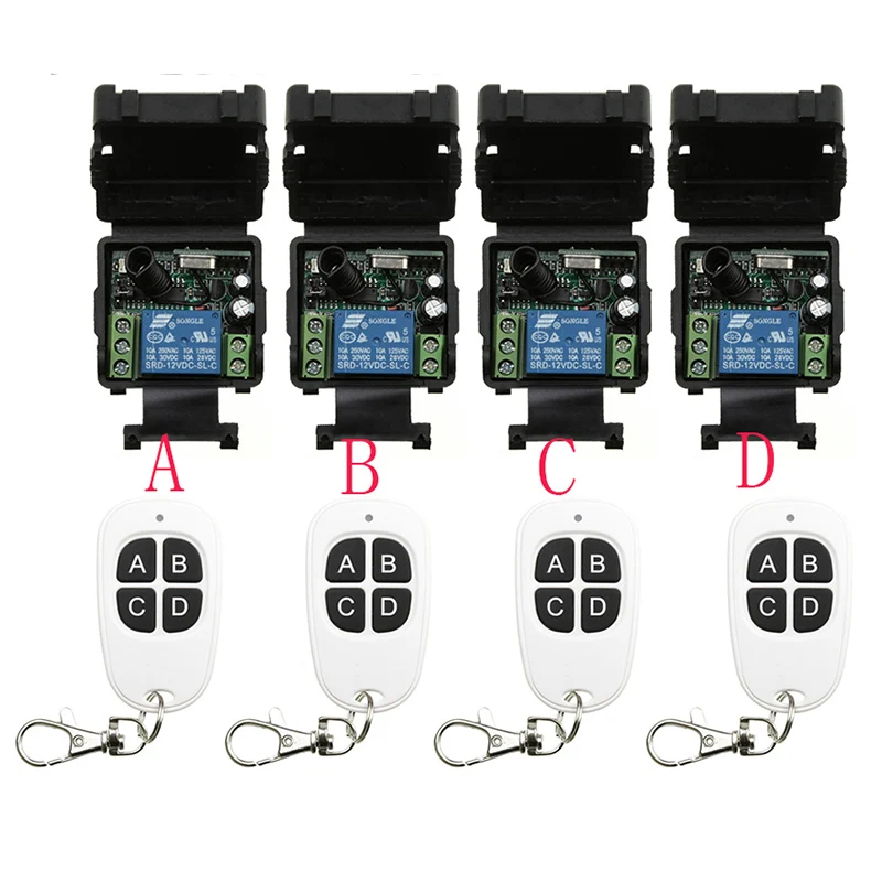 Hot Sales DC 12V 1CH 10A 4*Receiver & 4*Transmitter RF Wireless Remote Switch light /lamp/ window/Garage Doors shutters
Hot Sales DC 12V 1CH 10A 4*Receiver & 4*Transmitter RF Wireless Remote Switch light /lamp/ window/Garage Doors shutters